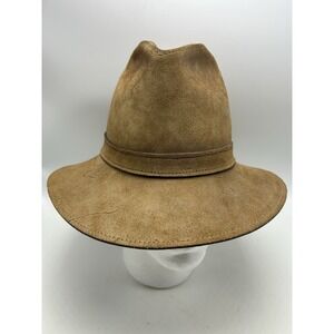 Vintage Skullys Henschel Mens Medium Hat Leather Brown Suede St Louis
